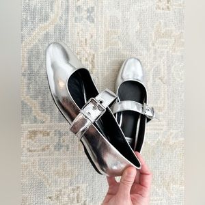 Dolce Vita Mellie Buckle Strap Mary Jane Flats- Silver